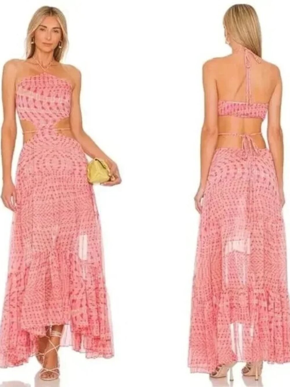 NWT Misa Los Angeles Pink Cutout Strapless Maxi Dress